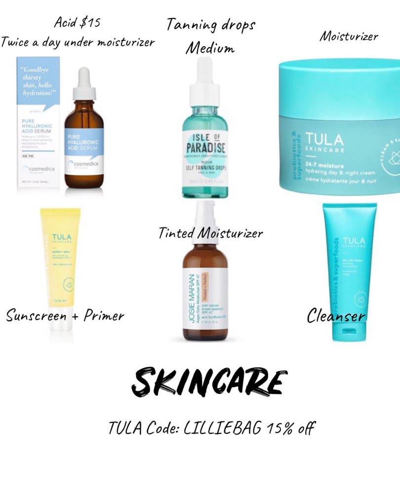 summer hair and skincare | tula moisturizer | tula sunscreen | josie moran tinted moisturizer