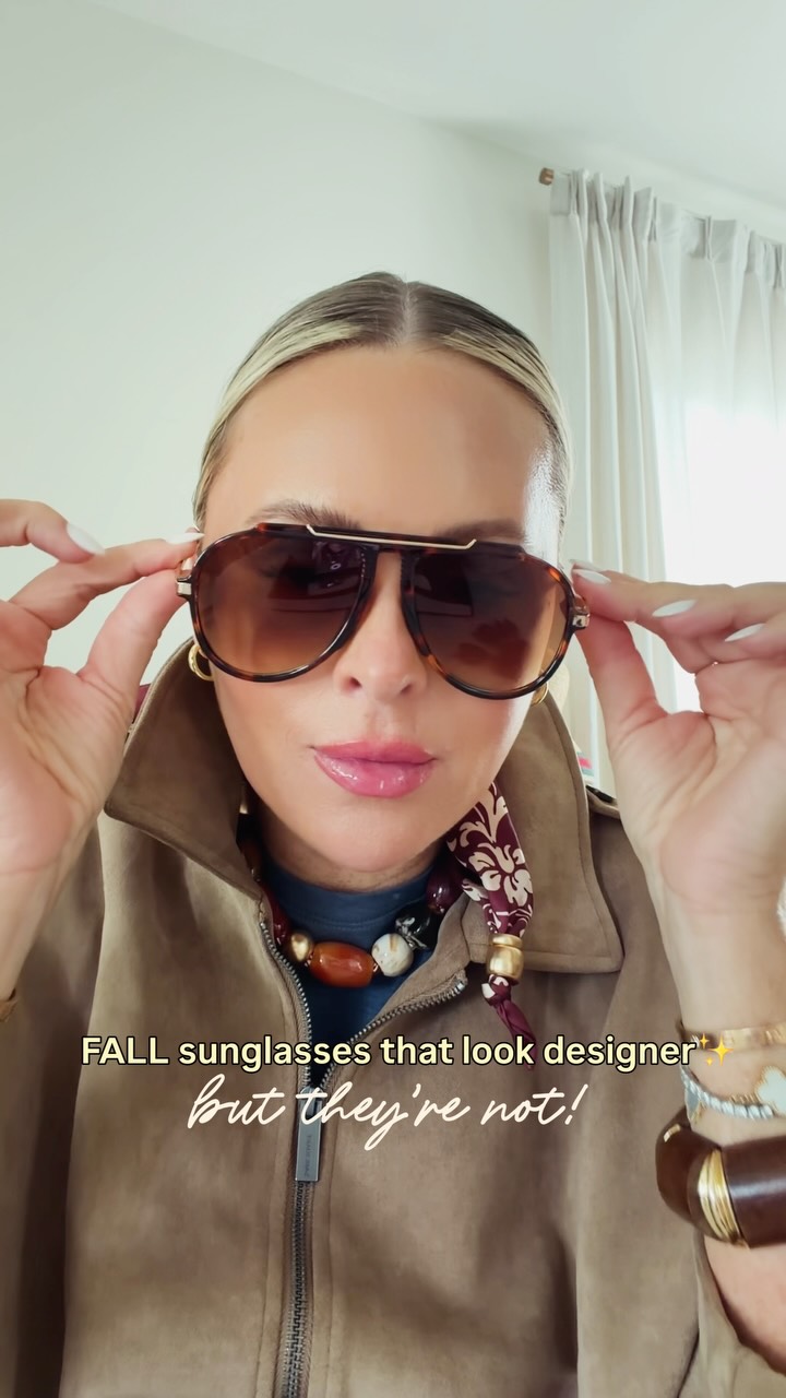 Amazon fall sunglasses that are giving designer vibes without the price🤏🏼🍂🤎 Comment SHOP to shop & I’ll send you all the details! 

the ONLY brand I buy on Amazon + teen approved which is also a win bc they lose them! 😅Use: LILLIESJ

Which pair is your favorite?😎🕶️

@sojosvision #sojos, sunglasses, fall style, affordable fashion, sunnies, fall 2026, new arrivals, weekend, Chicago, slick back, women’s fashion, style over 40, jacket, fall trends, fall outfits, eat, ate