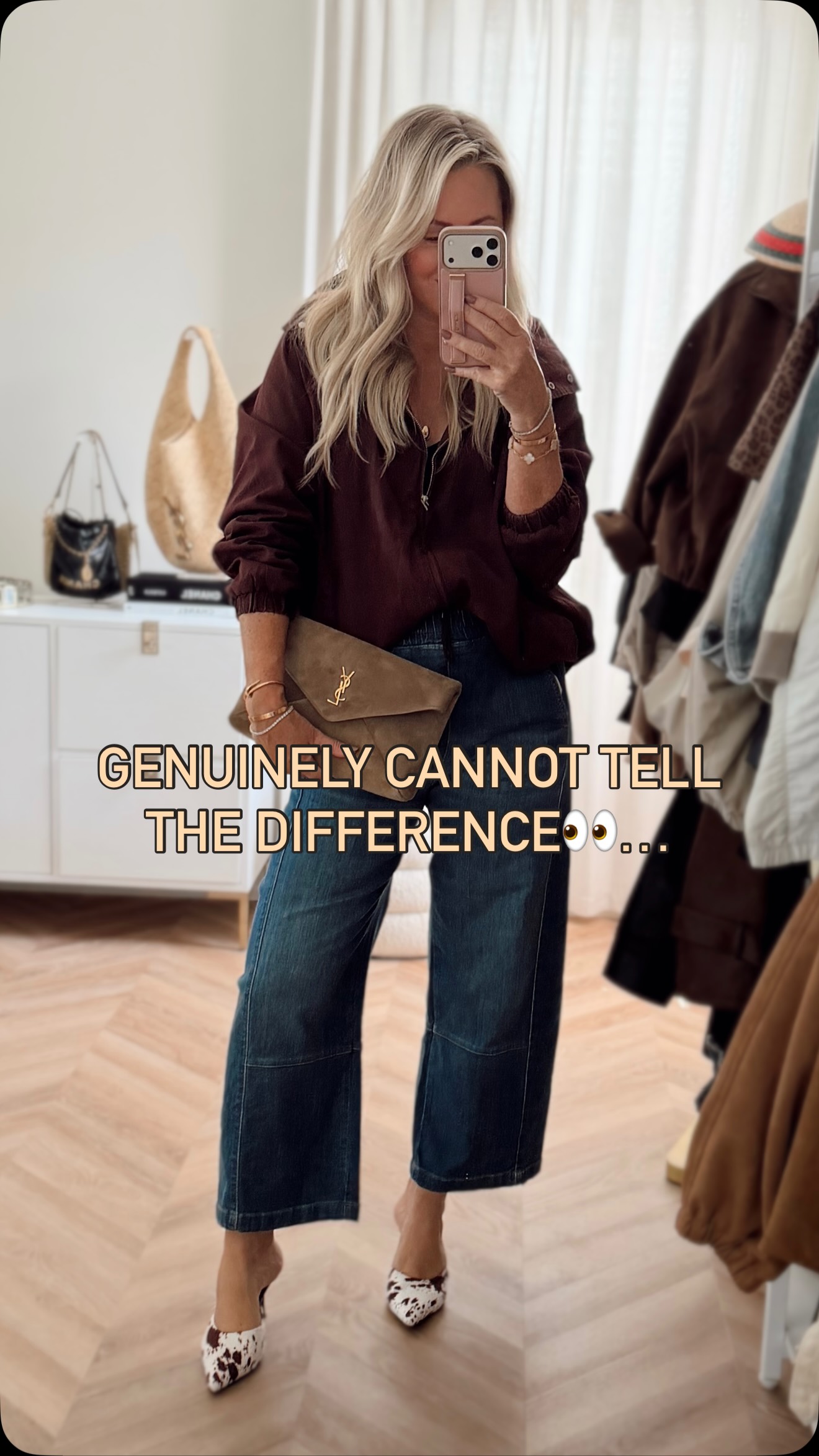 I genuinely cannot tell the difference 🤏🏼👀! And I’m loving on these comfortable heels too! Comment STYLE to shop or head to my bio! 🤌🏼💛
More colors and such a hidden gem! Heels also come in deer print and they’re trending on my store front so I ordered them💯! I’ll report back

Fall style, fall outfit, look for less, weekend, Chicago, style over 40, women’s fashion, jacket, bubble hem, denim, jeans, outfit ideas, fall 2026, eat, ate, easy outfits, affordable style, Amazon fashion, workwear, work style